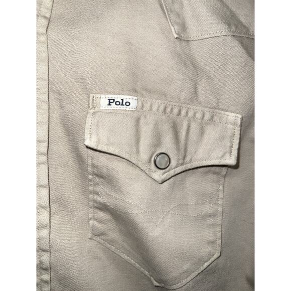 Polo Ralph Lauren Denim and Supply Pearl Button Up Casual Long Sleeve - Cream XS - Picture 2 of 8